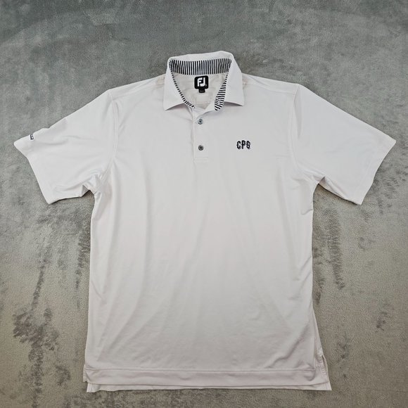 FootJoy Golf Polo Men's Large‎ White CPG Monogram Embroidered Sombrero on Sleeve - Picture 1 of 9